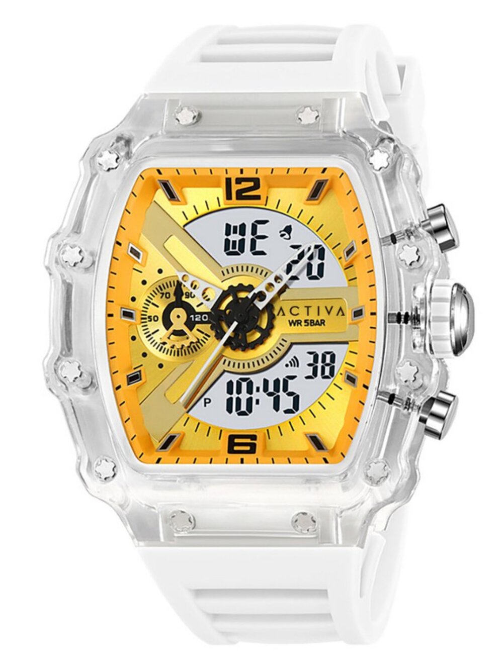 $179 Activa X Invicta Mens White Gold 44.3mm Anlog Digital Chronograph Watch NIB - Picture 11 of 11